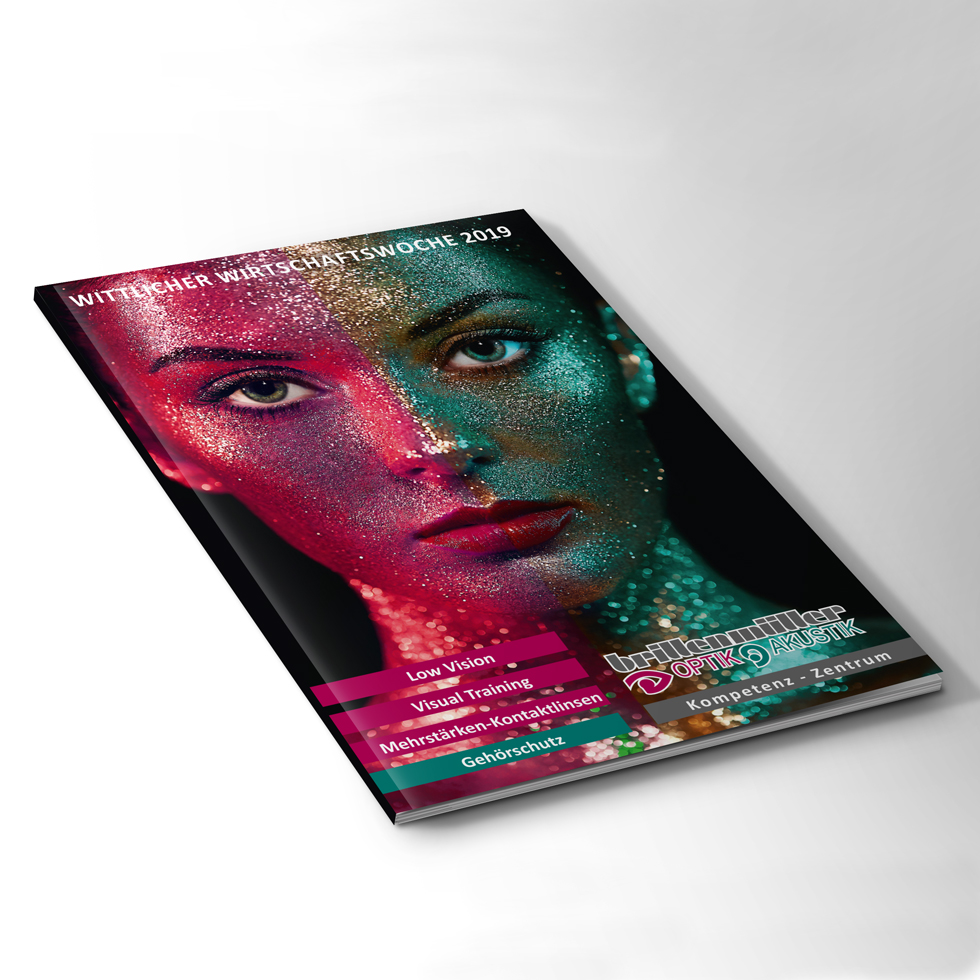 Mockup der Messezeitung von Brillen Müller.