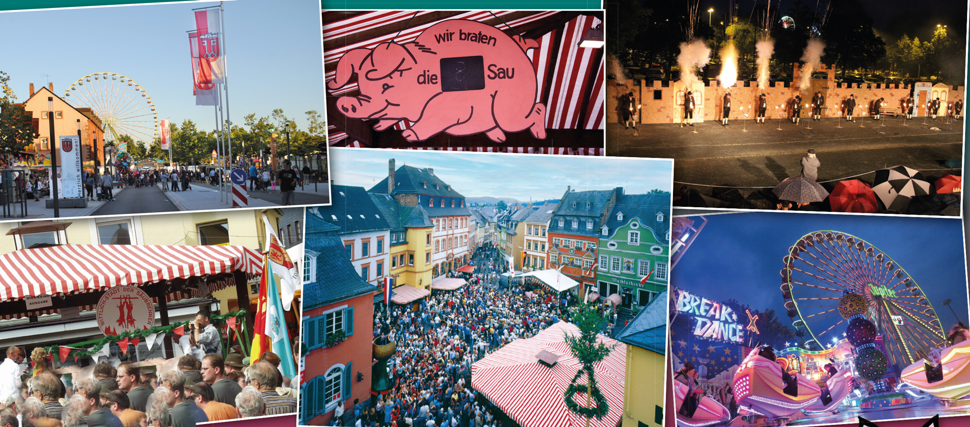 Collage von verschiedenen Motiven der Säubrenner-Kirmes in Wittlich.