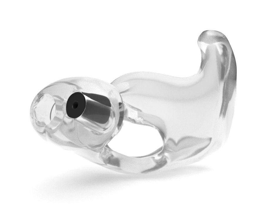 Produktaufnahme einer transparenten Hörsystem-Otoplastik